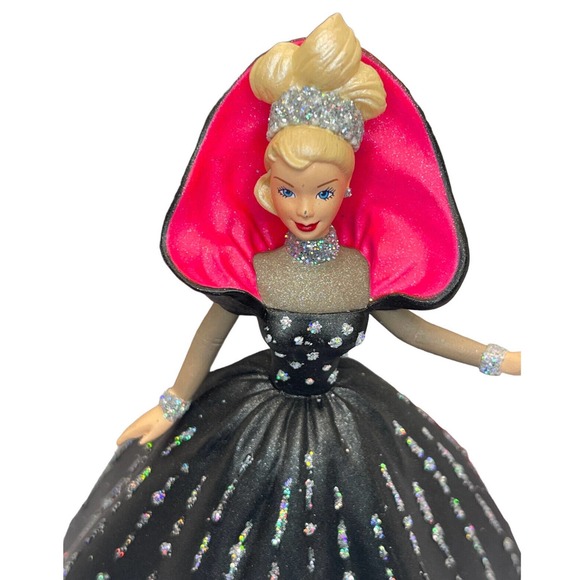 Holiday Barbie Doll Christmas Tree Ornament 1998 Hallmark Keepsake Black Dress - Picture 2 of 16